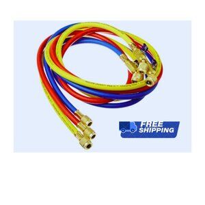 Yellow Jacket Plus II HVAC Charging Hose Set – 3 Color-Coded Hoses (60")